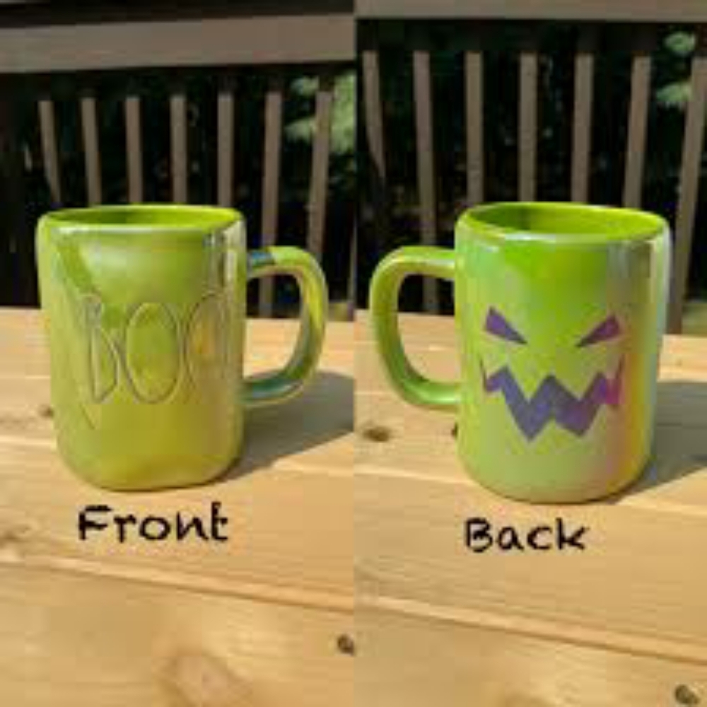 Rae dunn green boo halloween mug